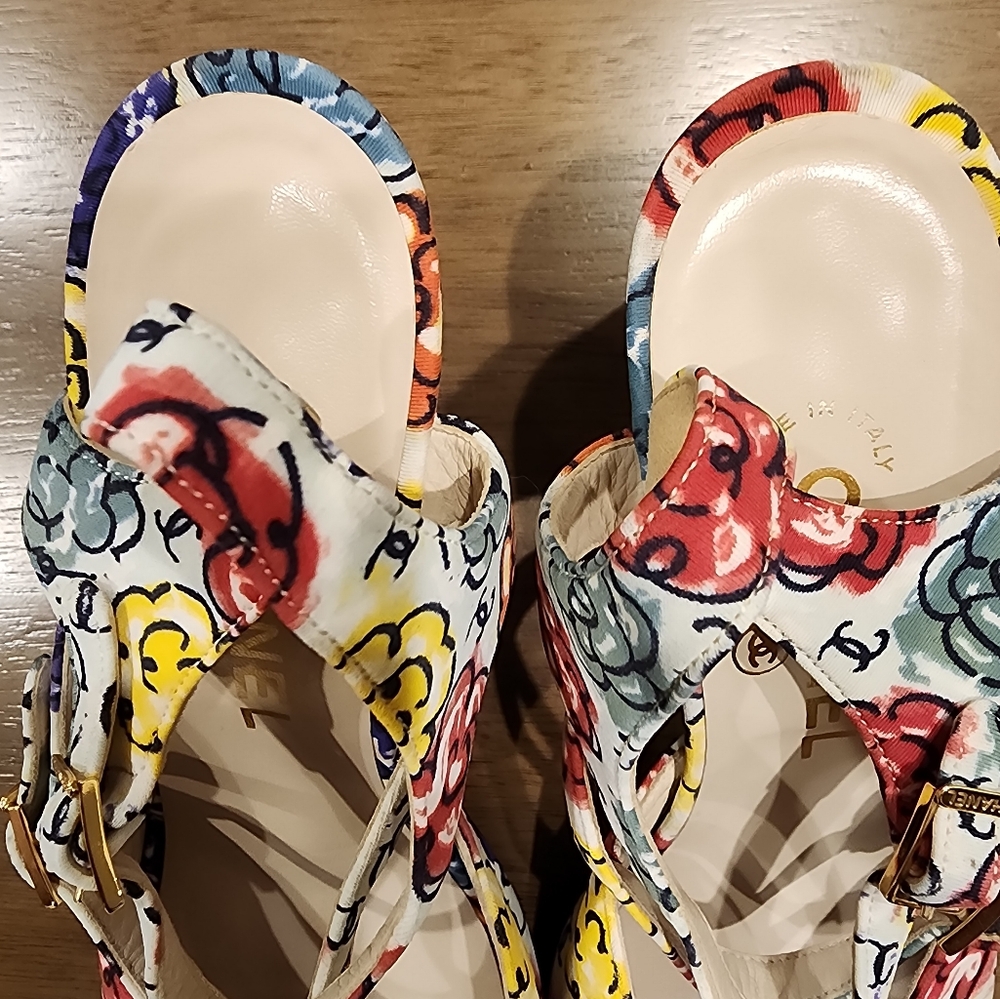 Vintage Chanel Floral Heels Size 37 - Picture 13 of 14